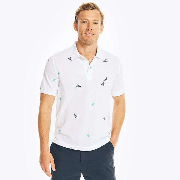 CLASSIC FIT PRINTED POLO - Bright White